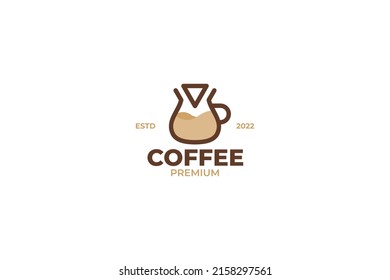 Flat coffee paper filter dripper logo design vector template