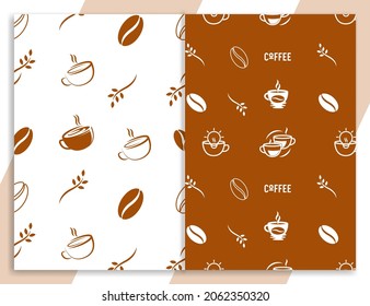 Flat coffee seamless pattern template for background or banner