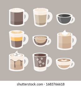 Flat coffee set. Vector illustration