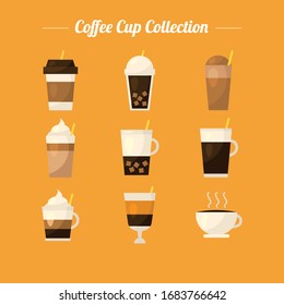 Flat coffee set. Vector illustration