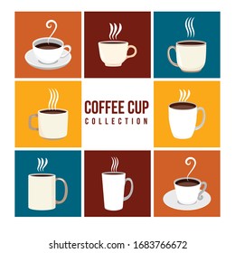 Flat coffee set. Vector illustration