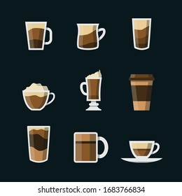 Flat coffee set. Vector illustration