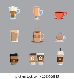 Flat coffee set. Vector illustration
