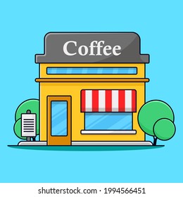Elemento de diseño de ilustración vectorial de la cafetería plana