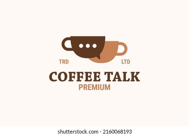 Flat coffee talk logo design vector template illustration