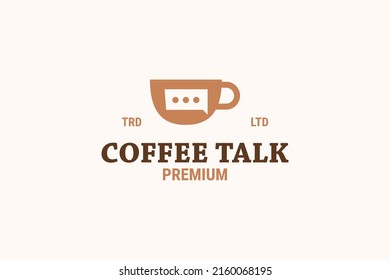 Flat coffee talk logo design vector template illustration