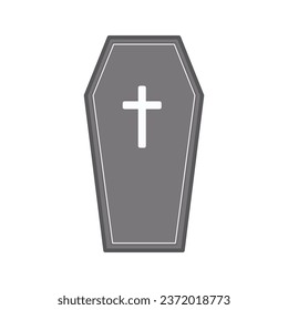 Flat coffin grave icon isolated on white background for Halloween Background Banner Element Decoration