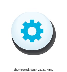 flat cogwheel button over white