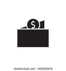flat coin, earning, pay glyph icon symbol sign, logo template, vector, eps 10