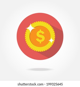 Flat Coin Icon.