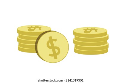 flat coin icon isolated on white background, vector illustration of money