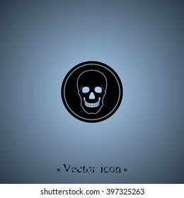 Flat coin with a skull. Symbol of pirates, danger, death, Halloween.