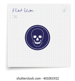 Flat coin with a skull. Symbol of pirates, danger, death, Halloween.