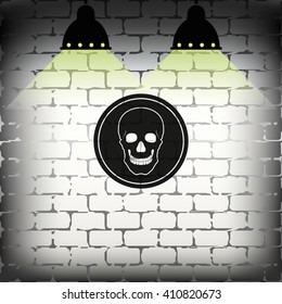 Flat coin with a skull. Symbol of pirates, danger, death, Halloween.