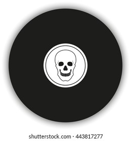 Flat coin with a skull. Symbol of pirates, danger, death, Halloween.