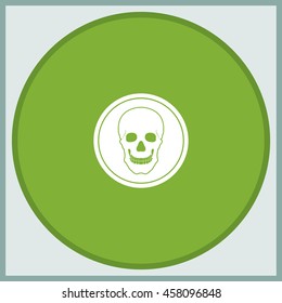 Flat coin with a skull. Symbol of pirates, danger, death, Halloween.