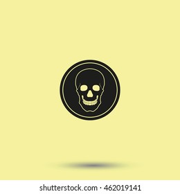 Flat coin with a skull. Symbol of pirates, danger, death, Halloween.