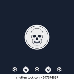 Flat coin with a skull. Symbol of pirates, danger, death, Halloween.