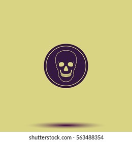 Flat coin with a skull. Symbol of pirates, danger, death, Halloween.