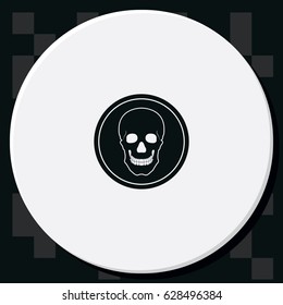 Flat coin with a skull. Symbol of pirates, danger, death, Halloween.