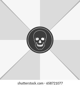 Flat coin with a skull. Symbol of pirates, danger, death, Halloween.