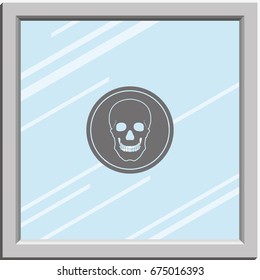 Flat coin with a skull. Symbol of pirates, danger, death, Halloween.