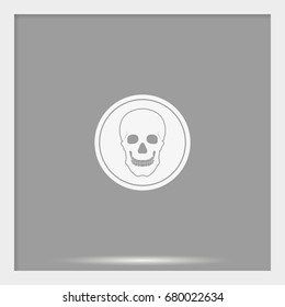 Flat coin with a skull. Symbol of pirates, danger, death, Halloween.