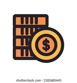 flat coins stack over white