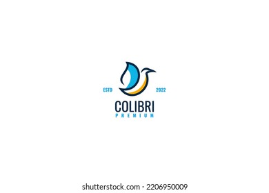 Flat colibri bird logo design vector illustration idea
