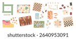 Flat collection of board game set. Boardgame selection with chess, poker, domino, and bingo pieces. Fun puzzles for family and children at home or parties, playful graphic.