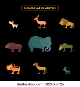 Flat Collection of Cute Four-legged Animals