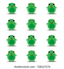 Flat collection of funny frog