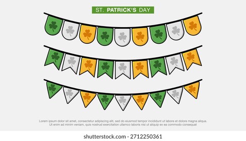 Colección plana de decoraciones de fiesta de la bandera irlandesa para el día de San Patricio
