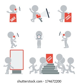 Flat collection of people on promotion. Vector illustration.