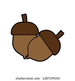 Flat Color Acorn Icon