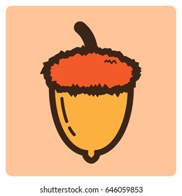 Flat color acorn icon