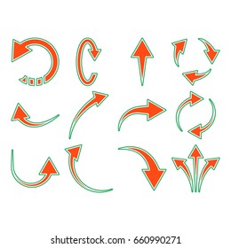 flat color arrows icon set