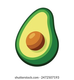 Flat Color Avocado Vector Illustration