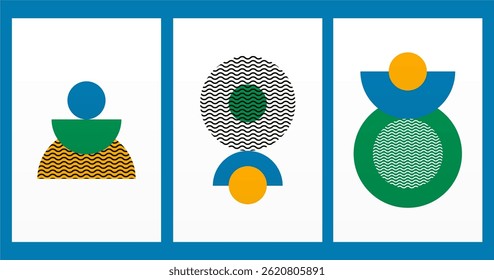 Flat color bauhaus wall art decoration. Abstract wall decor illustration