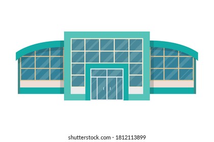 Flat color building for the image of supermarket, shopping mall, fitness center and other public and municipal constructions