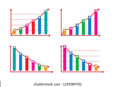 Flat color of Business bar charts infographic