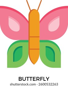 Flat color butterfly icon design element,vector single icon.by iin indun.