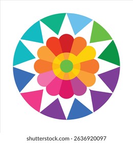 flat color chakra wheel colorful mandala design