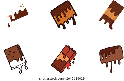 Flat Color Chocolate Bar Vector Illustration for Sweet Dessert Design.