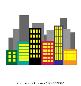 Flat Color City Building Shape