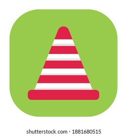 Flache Farbkonus-Symbol auf grünem Hintergrund. Vollständig editierbar. 