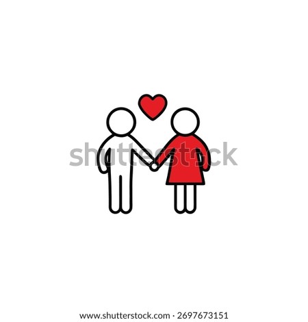 flat color couple holding hands icon vector art illustration