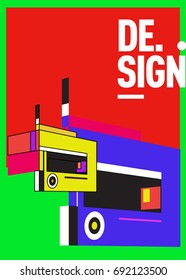 Flat color covers set. Colorful geometric shapes with typography poster design template. Trendy design and colorful summer theme