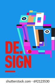 Flat color covers set. Colorful geometric shapes with typography poster design template. Trendy design and colorful summer theme