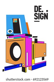 Flat color covers set. Colorful geometric shapes with typography poster design template. Trendy design and colorful summer theme